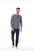Pijadore 1535 Erkek Lacivert Uzun Kollu Pijama Takım - 1
