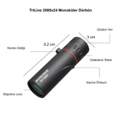 TriLine 2000x24 Zoom Monoküler Mini Taşınabilir HD Dürbün Su Geçirmez Tripod Telefon Tutacağı - 7