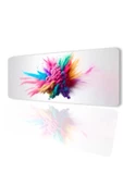 SonicTouch Duman Smoke Kaymaz Gaming Oyuncu Masaüstü Dikişsiz Yeşil Pembe Sarı Klavye Mouse Pad 32x70Cm - 1