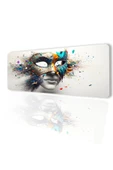 SonicTouch Karnaval Maske Kaymaz Gaming Oyuncu Masaüstü Dikişsiz Gri Klavye Mouse Pad 32x70Cm - 1