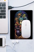 SonicTouch Vitray Chibi Kedileri Kaydırmaz Gaming Oyuncu Dikişsiz Siyah Mor Mouse Pad/Ped 17x21cm - 3
