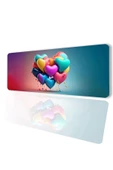 SonicTouch Dijital Çizim Kalpler Kaymaz Gaming Oyuncu Masaüstü Dikişsiz Mavi Yeşil Klavye Mouse Pad 32x70Cm - 1