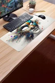 SonicTouch Karnaval Maske Kaymaz Gaming Oyuncu Masaüstü Dikişsiz Gri Klavye Mouse Pad 32x70Cm - 3