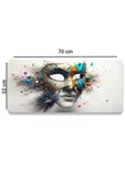 SonicTouch Karnaval Maske Kaymaz Gaming Oyuncu Masaüstü Dikişsiz Gri Klavye Mouse Pad 32x70Cm - 2