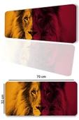 SonicTouch Sarı Kırmızı Aslan Temalı Kaymaz Gaming Oyuncu Masaüstü Dikişsiz Klavye Mouse Pad 32x70Cm thumbnail 1