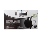 B-Good 3 Katlı Lastikli Burun Telli Cerrahi Dökme Maske Siyah 50'li - 1