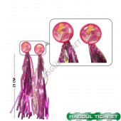 HSGL BİSİKLET SİYAH SEPET PEMBE KARTLI PÜSKÜL VE AYNALI ZİL SET - 3