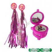 HSGL BİSİKLET KARTLI PÜSKÜL PEMBE AYNALI ZİL SET - 1
