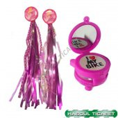 HSGL BİSİKLET KARTLI PÜSKÜL PEMBE AYNALI ZİL SET - 5