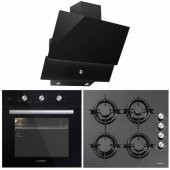 Luxell Kristal Serisi Siyah Cam Üçlü Ankastre Set - 1
