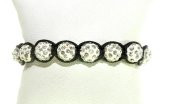 Swarovski Taşlı Şambala Boncuklu Örgü İp Siyah Bileklik Hediyelik Bileklik - 1