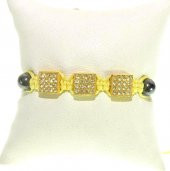 Şambala Şans Bİleklik Swarovski Taşlı Sarı Örgü Bileklik Ayarlanabilir Bileklik - 1