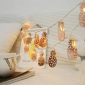 Hdmarketim Bakır Renk Ananaslı Led Gün Işığı Gece Lambası Dekoratif Copper Color Pineapple Led 2 Metre thumbnail 5