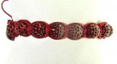 Swarovski Taşlı Şambala Boncuklu Örgü İp Bordo Bileklik - 1