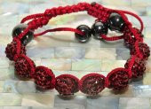 Swarovski Taşlı Şambala Boncuklu Örgü İp Bordo Bileklik - 2
