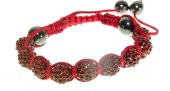 Swarovski Taşlı Şambala Boncuklu Örgü İp Bordo Bileklik - 4