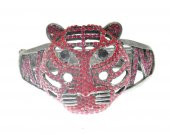 Hdmarketim Otantik Swarovski Taşlı Kaplan Kelepçe Metal Bileklik 5520 - 1