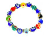 Nazar Boncuklu Renkli Cam swarovski Taşlı Nazar Bileklik Lastikli Bileklik - 4