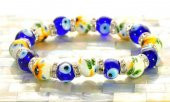 Seramik Nazar Boncuklu swarovski Taşlı Nazar Bileklik Lastikli Bileklik - 3