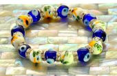 Seramik Nazar Boncuklu swarovski Taşlı Nazar Bileklik Lastikli Bileklik - 5