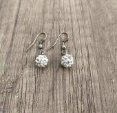 Hdmarketim Şambala Model Swarovski Taşlı Küçük Beyaz Sallantılı Küpe - 1