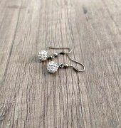 Hdmarketim Şambala Model Swarovski Taşlı Küçük Beyaz Sallantılı Küpe - 2