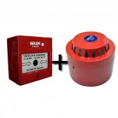 Selda Yangın Alarm İhbar İkaz Sireni ve Butonu 2li Set 220 V - 1