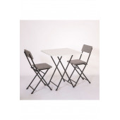 Katlanır Beyaz Mutfak Masa Sandalye Takımı 70 cm - 1