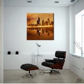 Sarı Işıklandırma Şehir Kanvas Tablo - 2