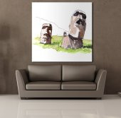 MOAİ STATUES KANVAS TABLO thumbnail 2