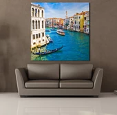 RENKLİ EVLER ARASINDAN NEHİR AKINTISI KANVAS TABLO - 2