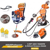 Assur Pro 7000RPM Sırt Tipi Benzinli Motorlu Ot Çalı Çim Biçme Tırpanı 5,2 Hp - 1