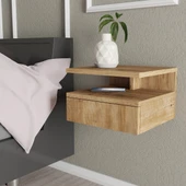 LENDA Bergama Kapaklı Raflı Duvara Monte Komodin - Atlantik Çam - 1