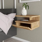 LENDA Bergama Kapaklı Raflı Duvara Monte Komodin - Atlantik Çam - 2