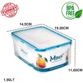Moonstar Mlock 1,90 Litre Hava Sızdırmaz Kilitli Kap ML-160 - 2