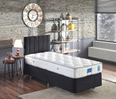 Niron Juliette 80x180 cm Tek Kişilik Yatak Baza Başlık Takımı - Siyah Kumaş Lüks Yatak Seti - 1