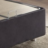 Niron Ela Baza - 80X180 Cm Tek Kişilik Sandıklı Siyah Kumaş Baza Silinebilir Soho Kumaş - 3