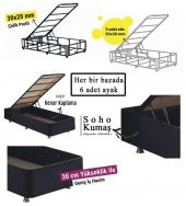 Niron Juliette 80x180 cm Tek Kişilik Yatak Baza Başlık Takımı - Siyah Kumaş Lüks Yatak Seti - 6