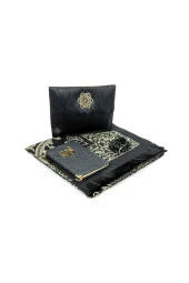 Seccade Seti - Şantuk Kaplı Yasin - Seccade - Tesbih - Siyah Renk thumbnail 2