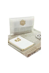 Seccade Seti - Şantuk Kaplı Yasin - Seccade - Tesbih - Beyaz Renk thumbnail 1