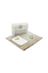 Seccade Seti - Şantuk Kaplı Yasin - Seccade - Tesbih - Beyaz Renk thumbnail 2