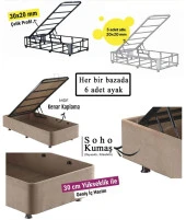 Niron Ela Baza - 80x180 cm Tek Kişilik Sandıklı Sütlü Kahve Kumaş Baza Silinebilir Soho Kumaş thumbnail 3