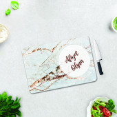 DECORITA Cam Kesme Tahtası - Afiyet Olsun -  Gold Detaylı Mermer Görünümlü - 3