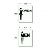 DECORITA Cam Wc Yönlendirme Levhası - 2'li Set Beyaz Women - Men - 21cm x 17cm - 1