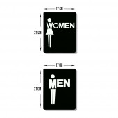 DECORITA Cam Wc Yönlendirme Levhası - 2'li Set Beyaz Siyah Women - Men - 21cm x 17cm - 1