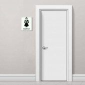 DECORITA Cam Wc Yönlendirme Levhası - 2'li Set Beyaz Bayan - Bay - 21cm x 17cm - 3