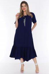 Schık Kadın Büyük Beden Elbise Lacivert 1569 - 1