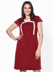 Lir Kadın Büyük Beden Elbise Bordo 1329 - 1