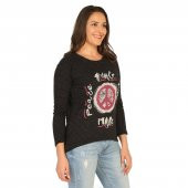 Birse Bayan Önü Baskılı Bluz Siyah 2064 - 3