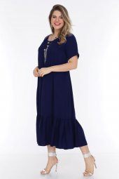 Schık Kadın Büyük Beden Elbise Lacivert 1569 - 4